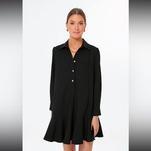 Black Crepe Callahan Shirt Dress